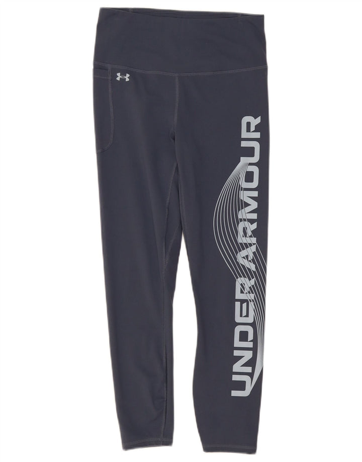 Under Armour Kvinders Grafiske Crop Leggings UK 12 Medium Blue Polyester