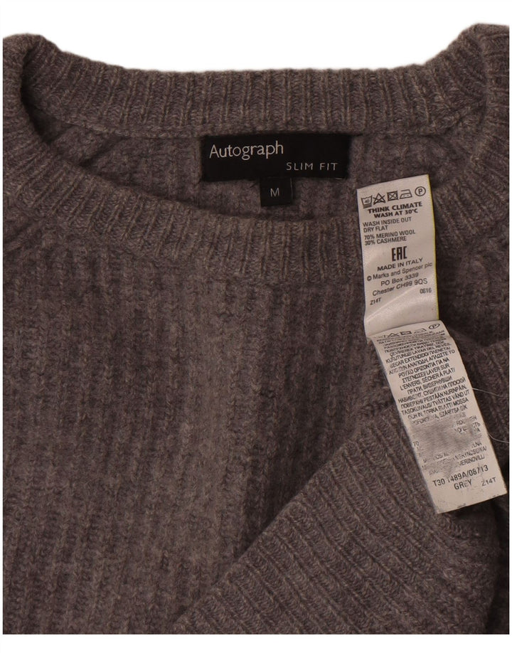 Marks & Spencer Dame Crop Boat Neck Jumper Sweater UK 14 Medium Grey