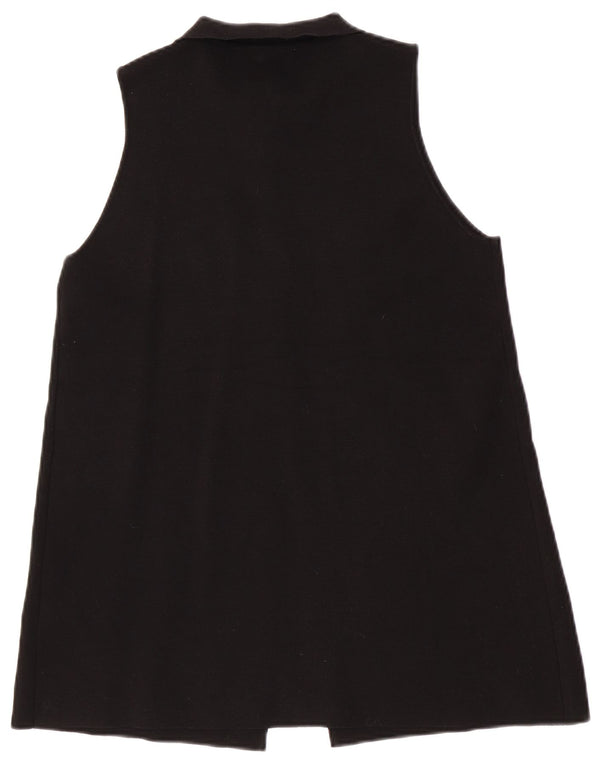 Zara Womens Sleeveless Cardigan Sweater UK 14 Medium Black Viscose