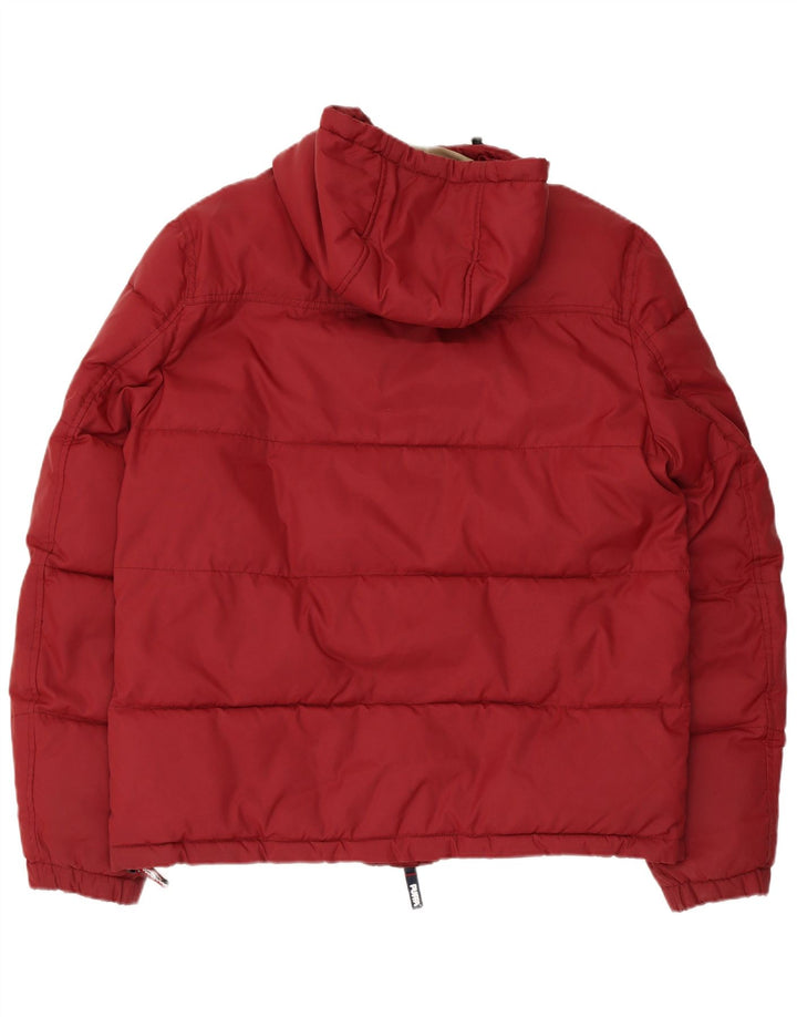 PUFFA Polstret jakke med hætte til mænd UK 40 Stor rød nylon