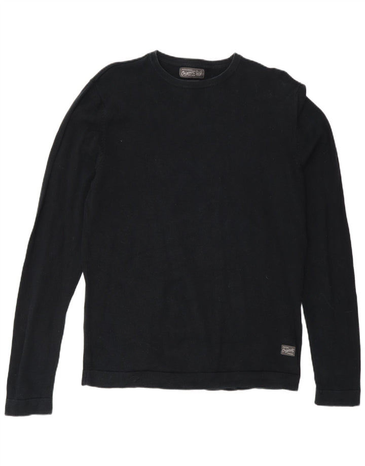 Jack & Jones Herre sweater med rund hals, lille sort bomuld