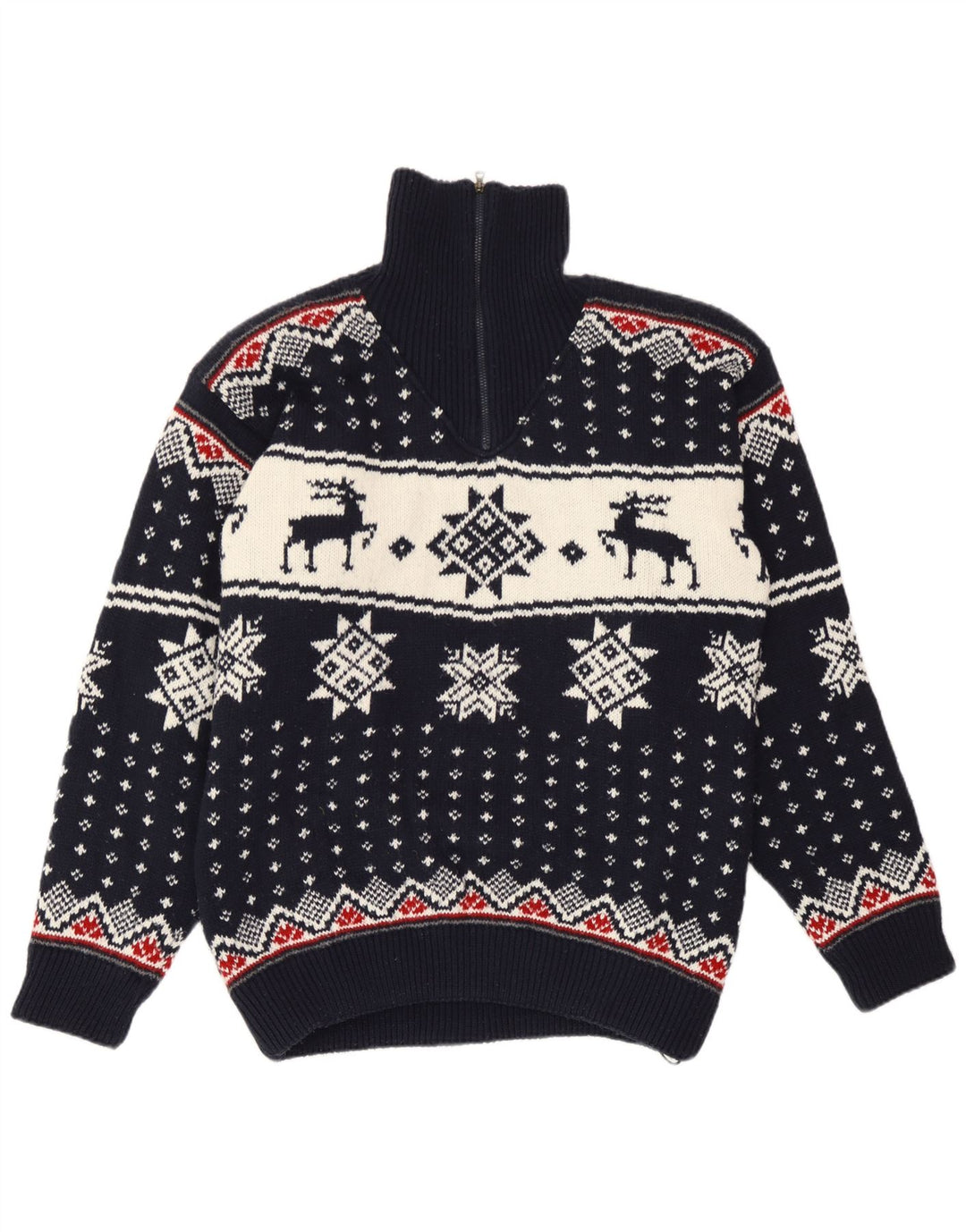F.LLI Campagnolo Herre Zip Neck Jumper Sweater Medium Navy Blue Christmas