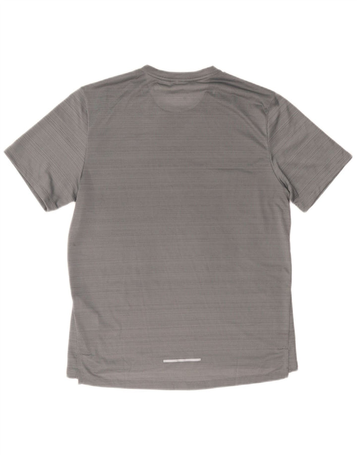 Nike herre Dri Fit T-shirt top mellemgrå stribet polyester