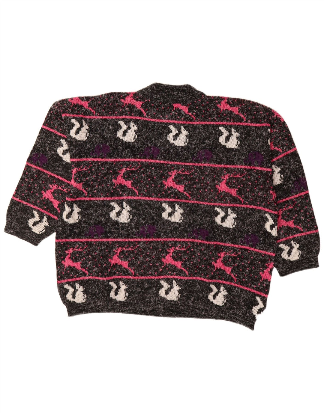 VINTAGE Dame Turtle Neck Sweater UK 18 XL Sort Stribet