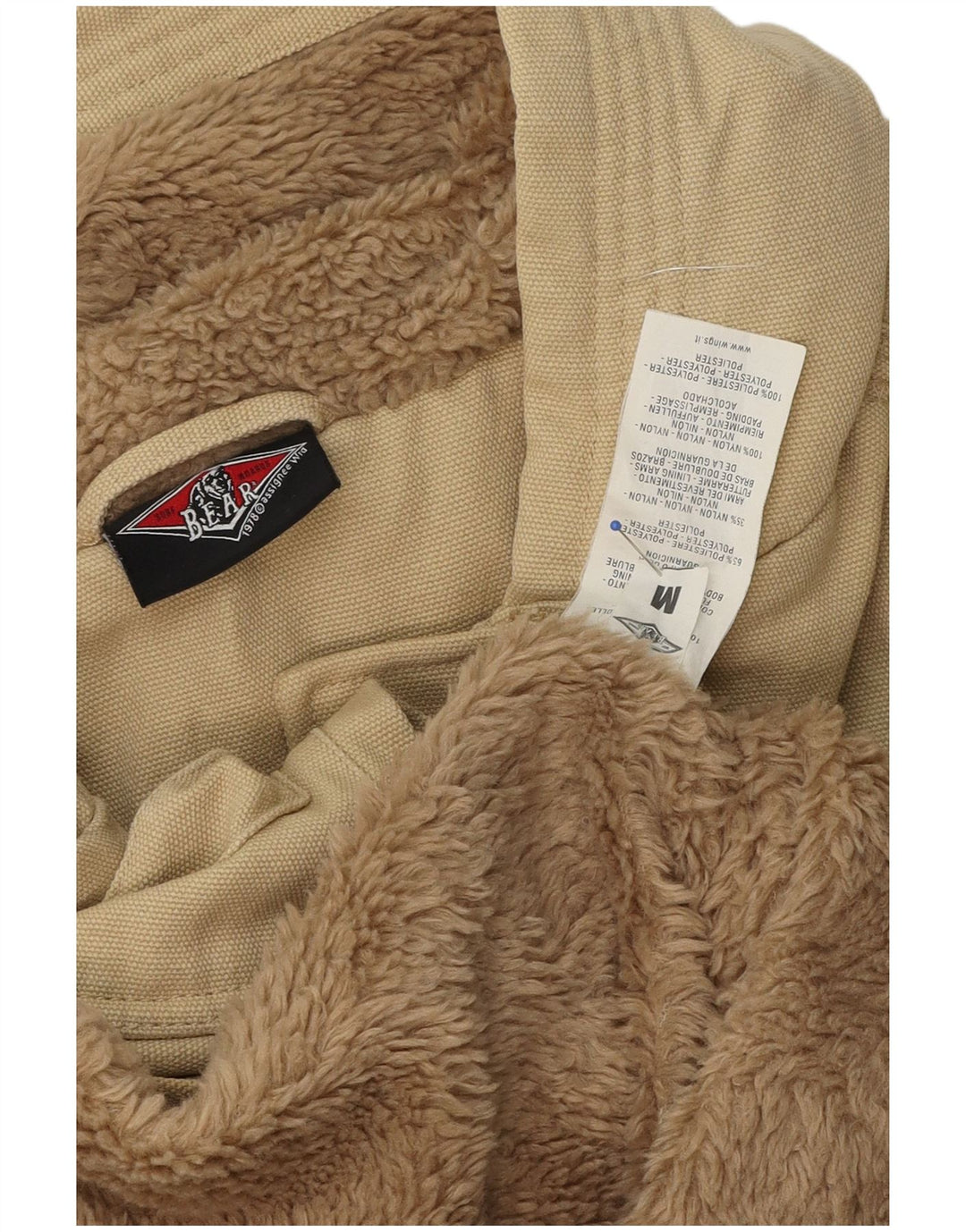 Bear Herre Hooded Bomber Jacket UK 38 Medium Beige Bomuld