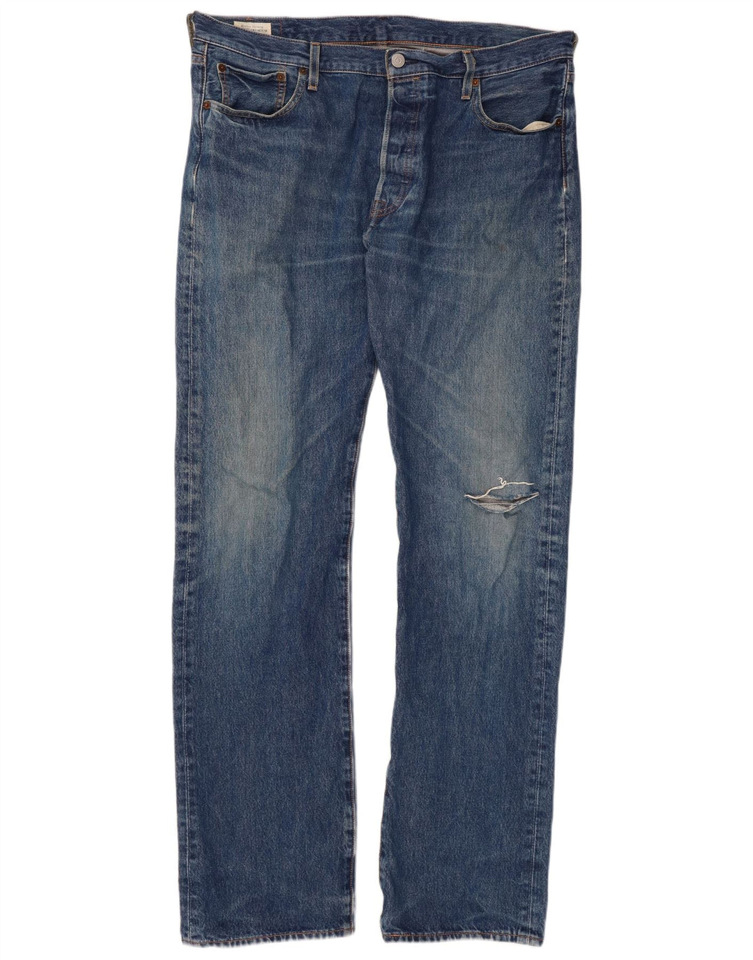 LEVI'S Herre 501 Straight Jeans W36 L34 Blå Bomuld