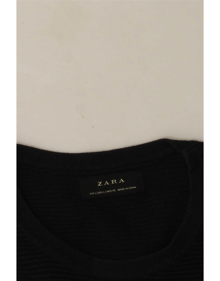 Zara Herre Crew Neck Jumper Sweater Large Navy Blue