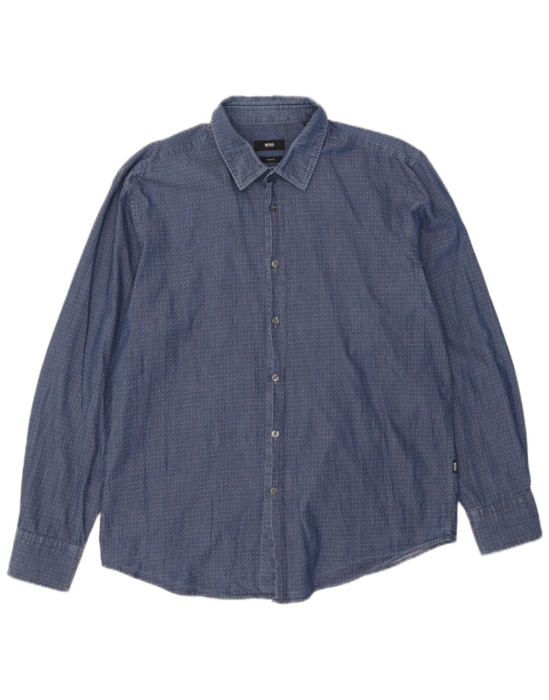 Hugo Boss Herre Slim Fit skjorte 2XL Blå Argyle/Diamond Bomuld