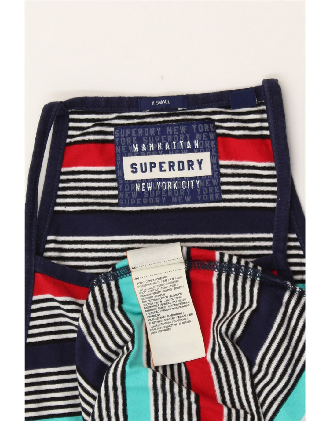 SUPERDRY Womens Manhattan T-Shirt Dress UK 6 XS Multicolored Striped