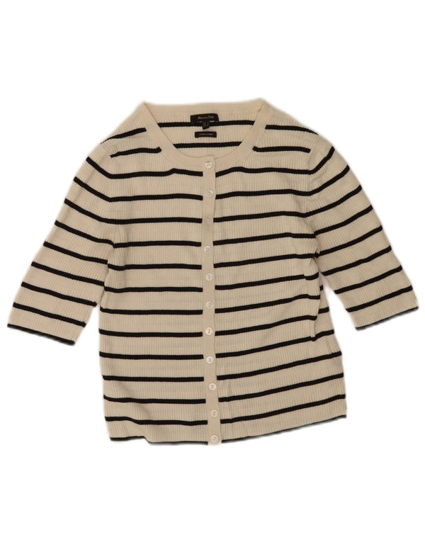 Massimo Dutti Dame Crop Cardigan Sweater UK 10 Small Off White Stribet