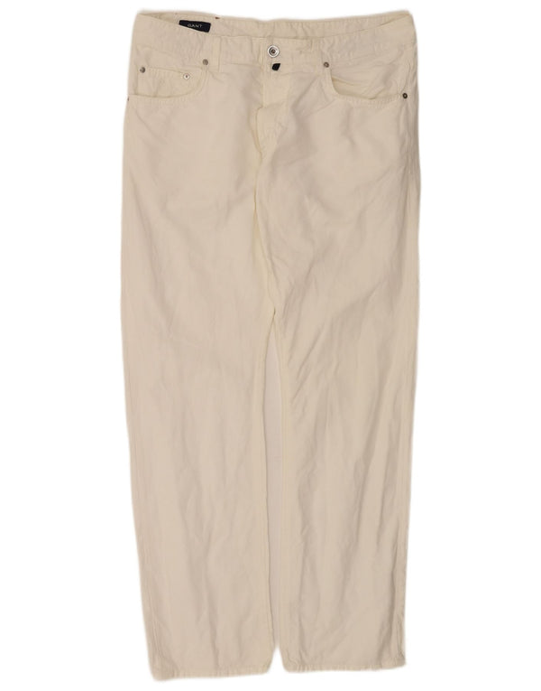 Gant Herre Tyler Low Waist Regular Fit Straight Jeans W36 L32 Hvid Bomuld