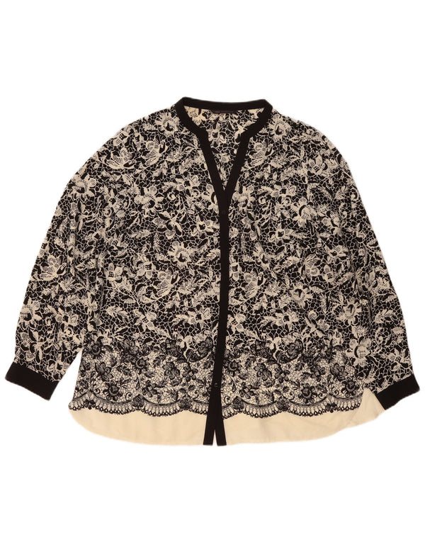 Marks & Spencer skjortebluse til kvinder UK 20 2XL Black Floral Polyester