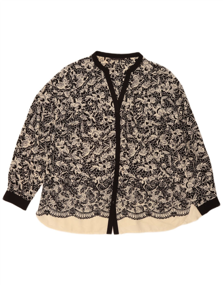 Marks & Spencer skjortebluse til kvinder UK 20 2XL Black Floral Polyester