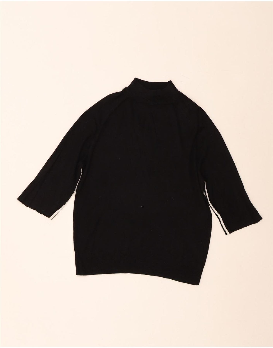 Zara Dame 3/4 ærmet Turtle Neck Jumper Sweater UK 14 Medium Sort