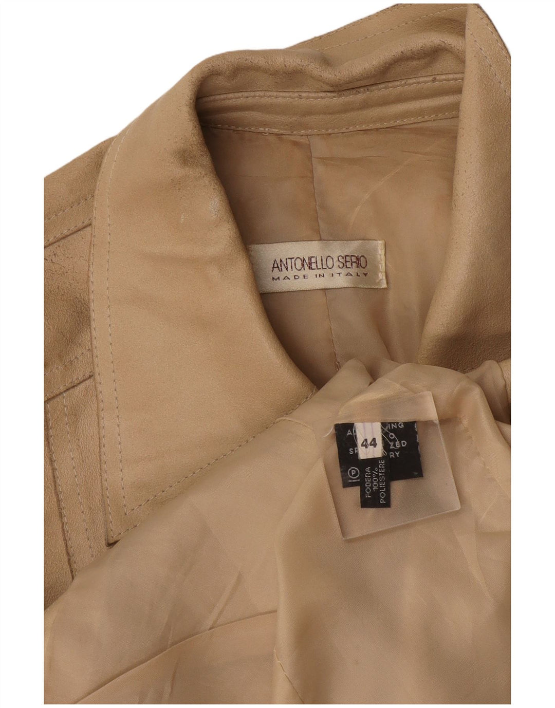 Antonello Serio Dame Læderjakke IT 44 Medium Beige Læder