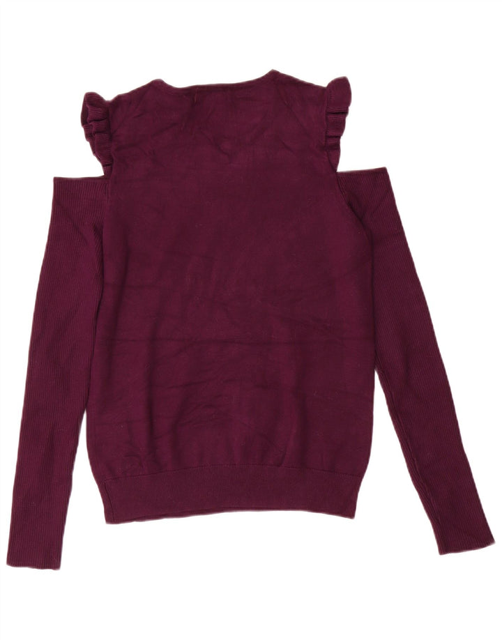 Dkny Womens Off Shoulder Boat Neck Jumper Sweater UK 10 Small Purple