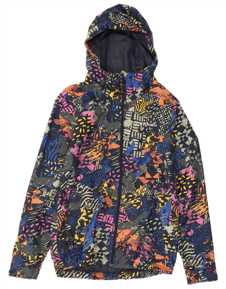 Columbia kvinders abstrakt mønster regnjakke UK 10 Small Multicolored