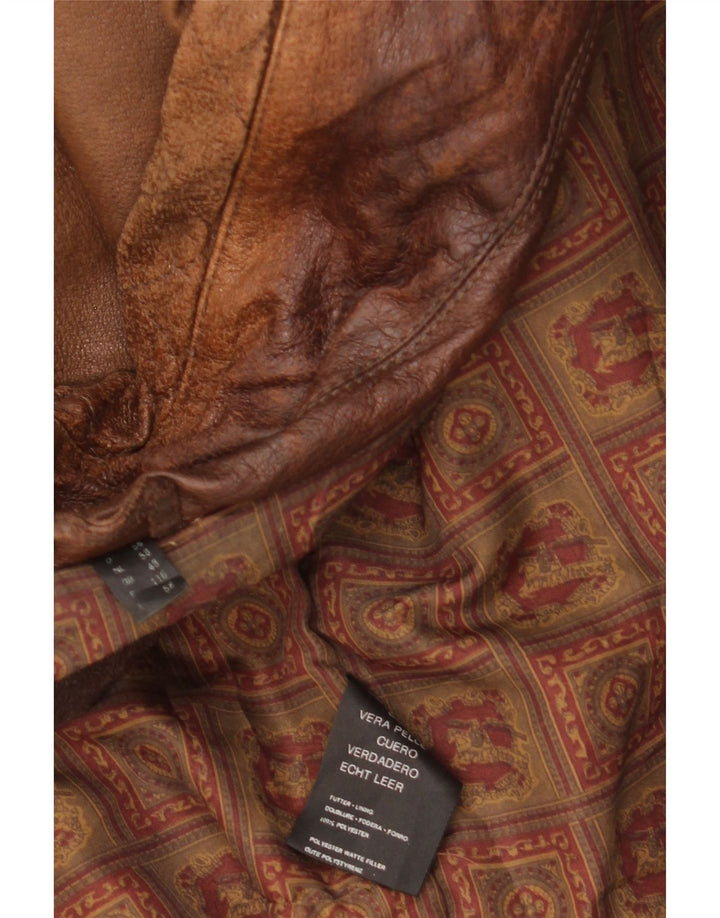 Vintage herre læderjakke IT 58 4XL brunt læder