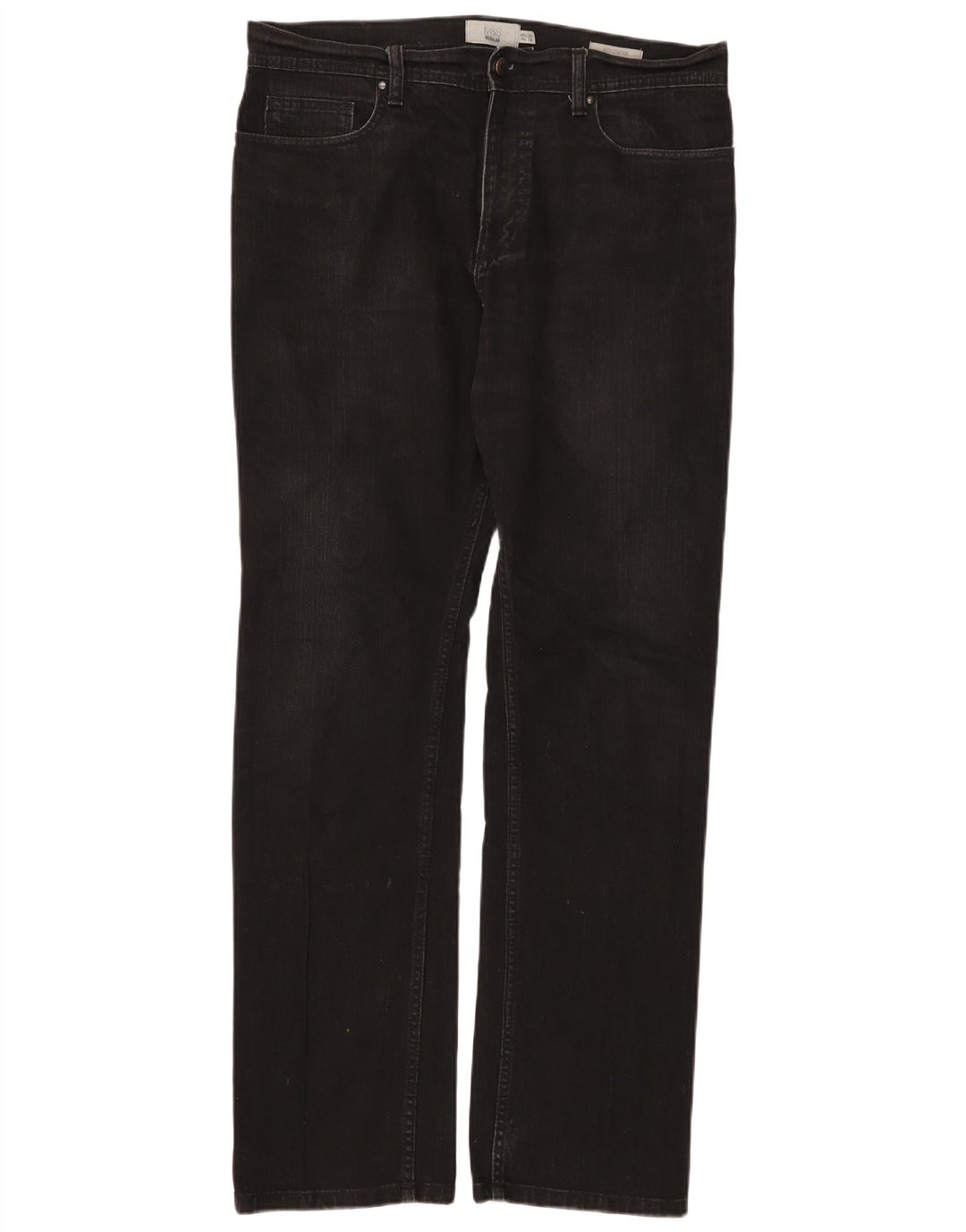 Marks & Spencer Herre Regular Straight Jeans W34 L33 Sort Bomuld