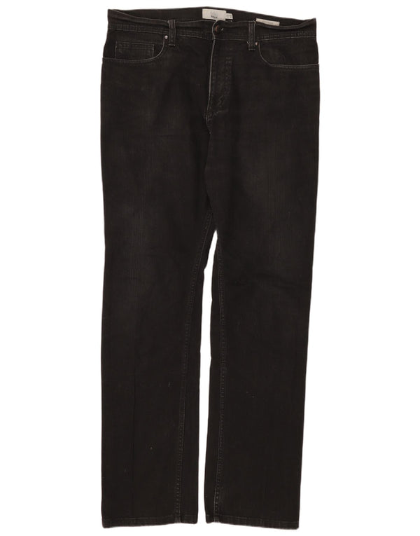 Marks & Spencer Herre Regular Straight Jeans W34 L33 Sort Bomuld