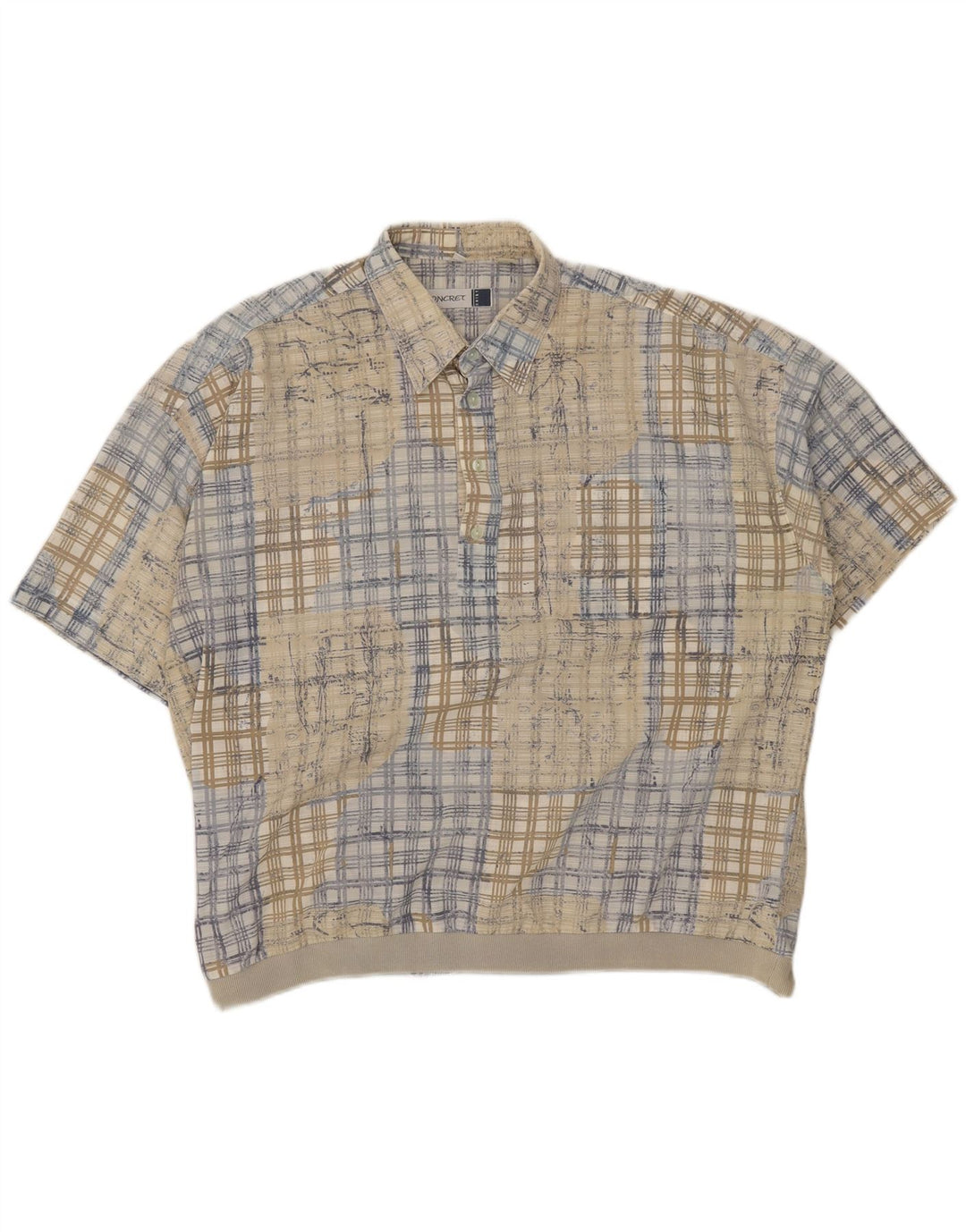 Concret Herre Kortærmet Pullover Shirt 2XL Beige Ternet