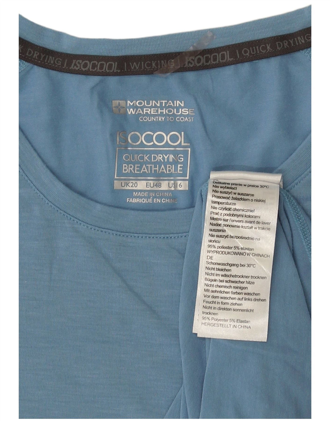 Mountain Warehouse Dame IsoCool T-Shirt Top UK 20 2XL Blå Polyester