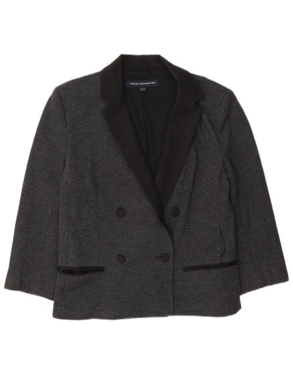 French Connection Dame Dobbeltradet Blazer Jacket UK 12 Medium Grey