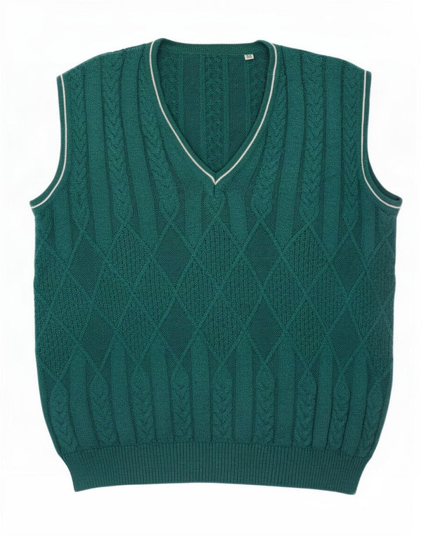 Vintage Mens Vest Tank Top IT 50 Medium Turquoise Cotton