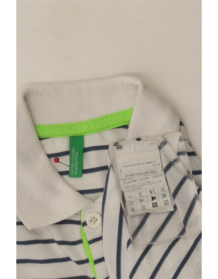 Benetton Boys Polo Shirt 8-9 År Stor Hvidstribet Polyester