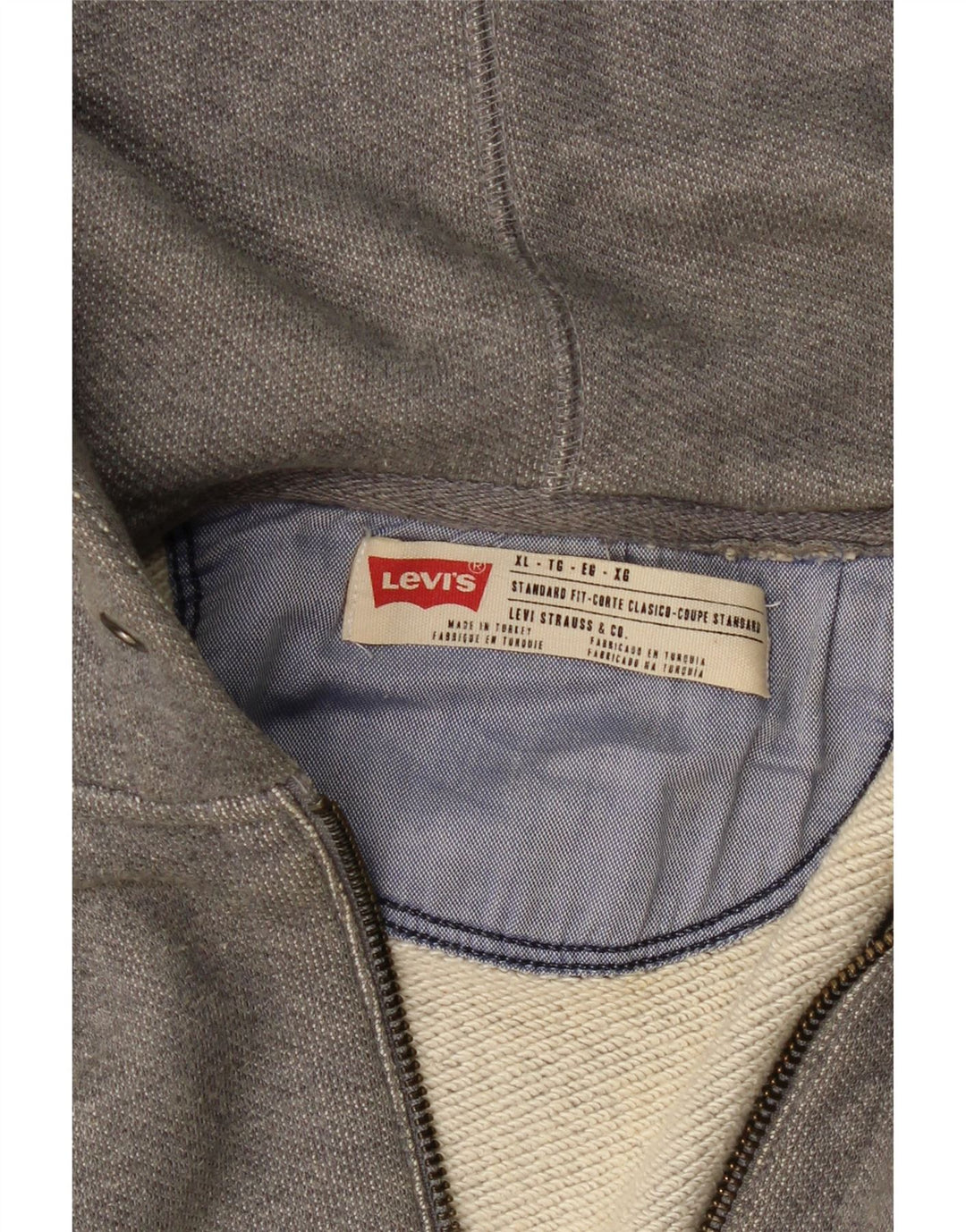 LEVI'S Herre Standard Fit Hættetrøje med lynlås XL Grå