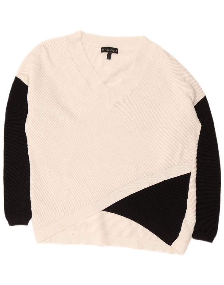 Phase Eight Dame V-hals sweater UK 10 Small White Colourblock