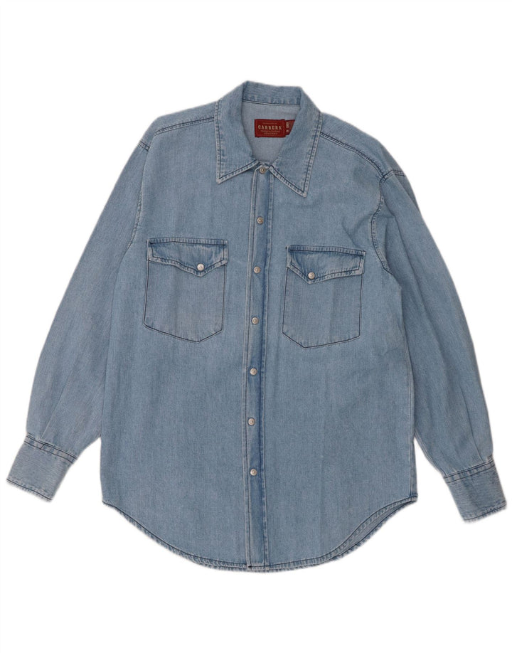 Carrera Denimskjorte til mænd størrelse 41/42 Stor blå bomuld