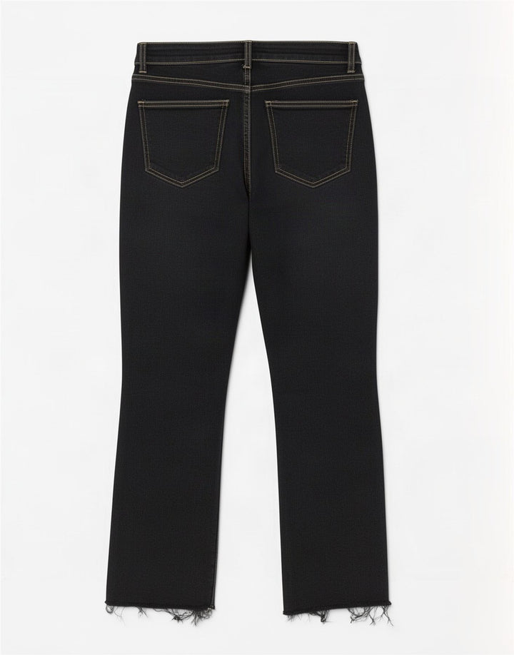 Zara Dame Crop Bootcut Jeans EU 42 Large W32 L26 Sort