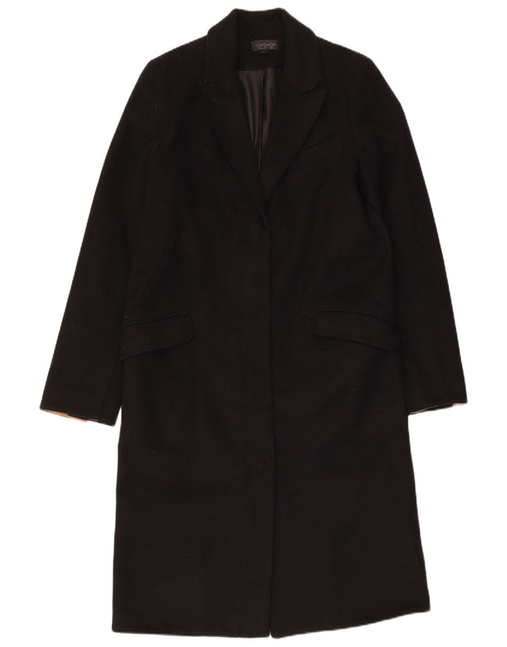 Topshop Dame Overfrakke UK 8 Lille Sort Uld