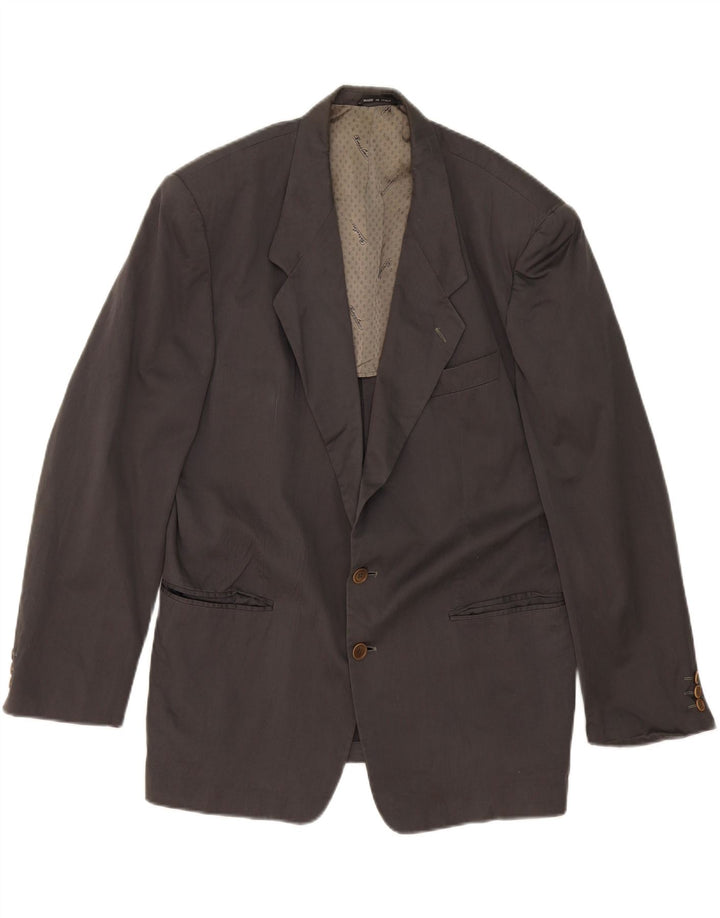BORSALINO Mens 2 Button Blazer Jacket IT 52 XL Grey Cotton Vintage Borsalino and Second-Hand Borsalino from Messina Hembry 