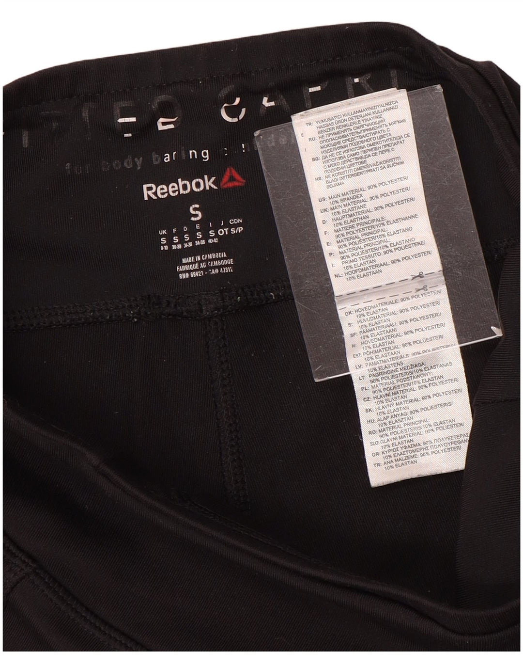 Reebok Dame Capri Leggings UK 8/10 Small Black Polyester