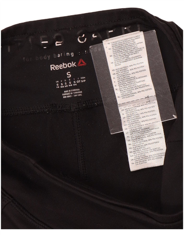 Reebok Dame Capri Leggings UK 8/10 Small Black Polyester