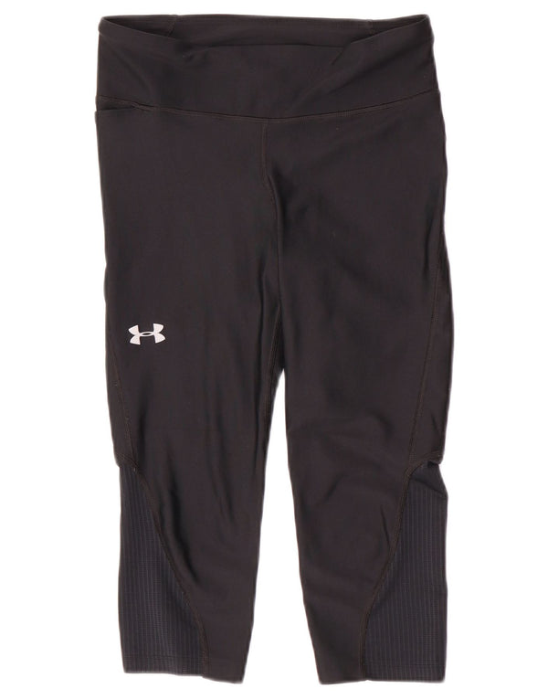 Under Armour Womens Heat Gear Capri Leggings UK 12 Medium Sort Syntetisk