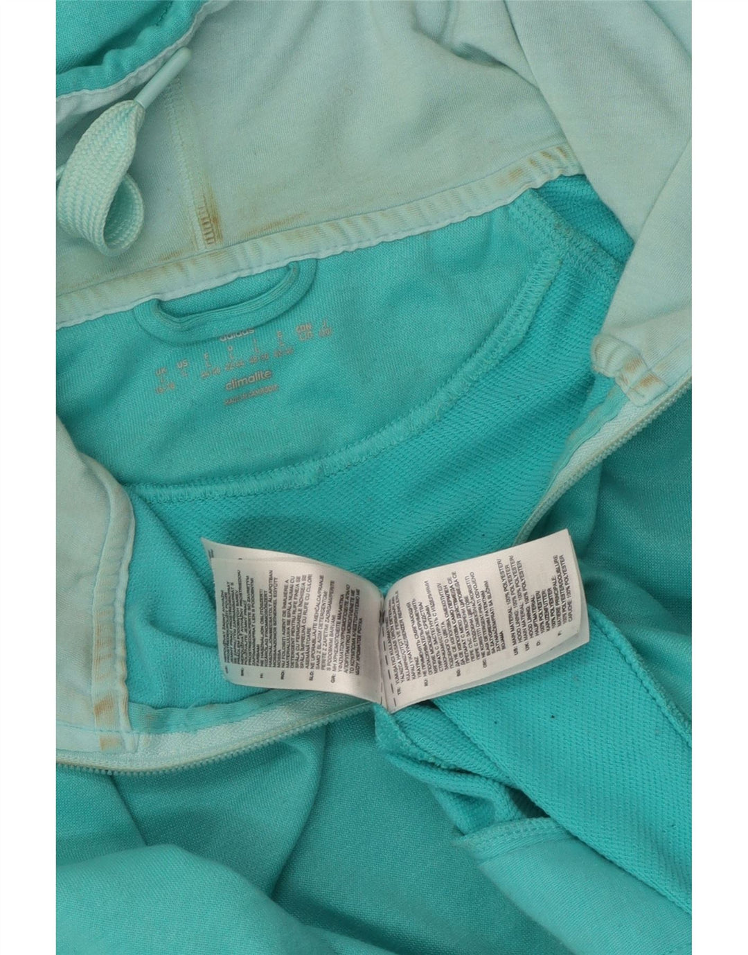 ADIDAS Climalite hættetrøje med lynlås til kvinder UK 16/18 Stor turkis