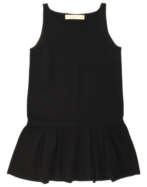 Zara Womens Ærmeløs Regular Drop Waist Dress UK 14 Large Black Acryl