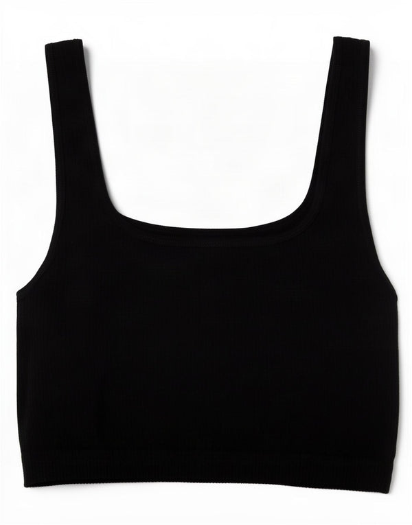 Zara Dame Ærmeløs Crop Top UK 6 XS Sort