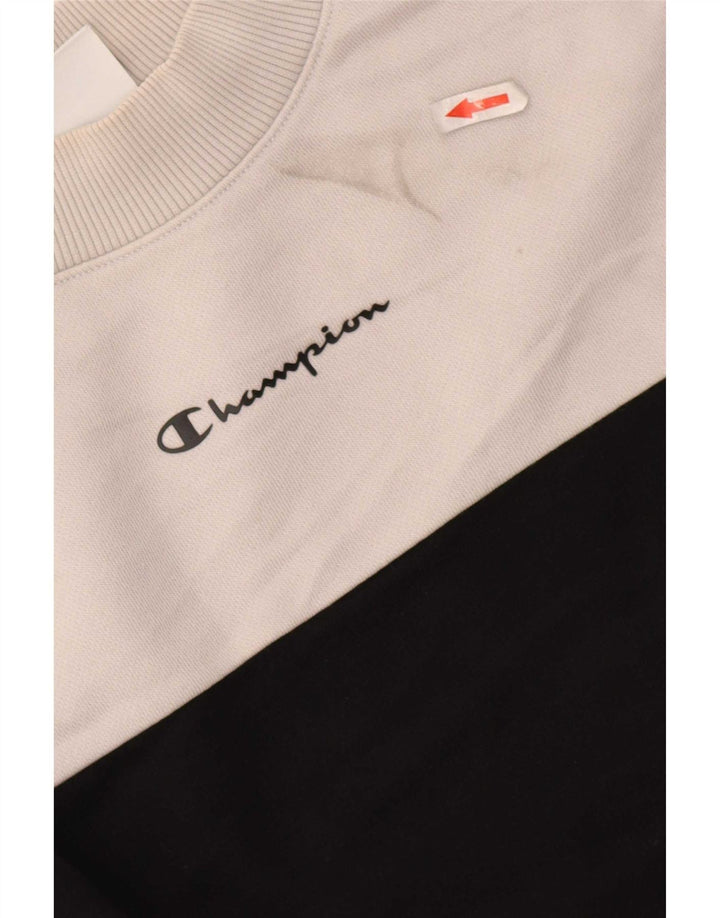 Champion Womens Oversized Sweatshirt Jumper UK 14 Medium Black Colourblock