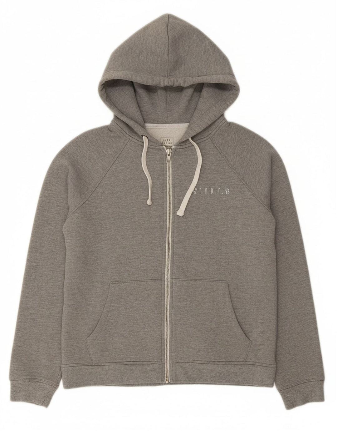 JACK WILLS Womens Zip Hoodie Sweater UK 12 Medium Grey Cotton