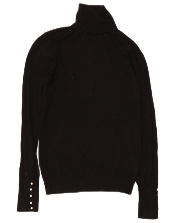 Zara Dame Rullehals Sweater UK 8 Small Black Viscose