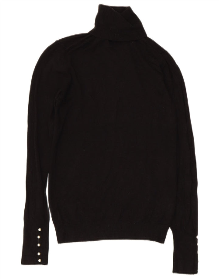 Zara Dame Rullehals Sweater UK 8 Small Black Viscose
