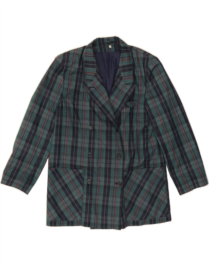 VINTAGE Womens Double Breasted Blazer Jacket IT 42 Medium Green Check Vintage Vintage and Second-Hand Vintage from Messina Hembry 