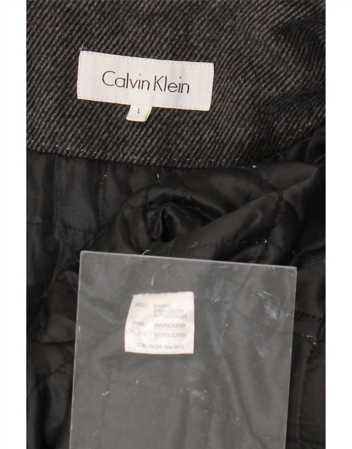 Calvin Klein Herre Utility Jacket UK 40 Large Grey Pinstripe Wool