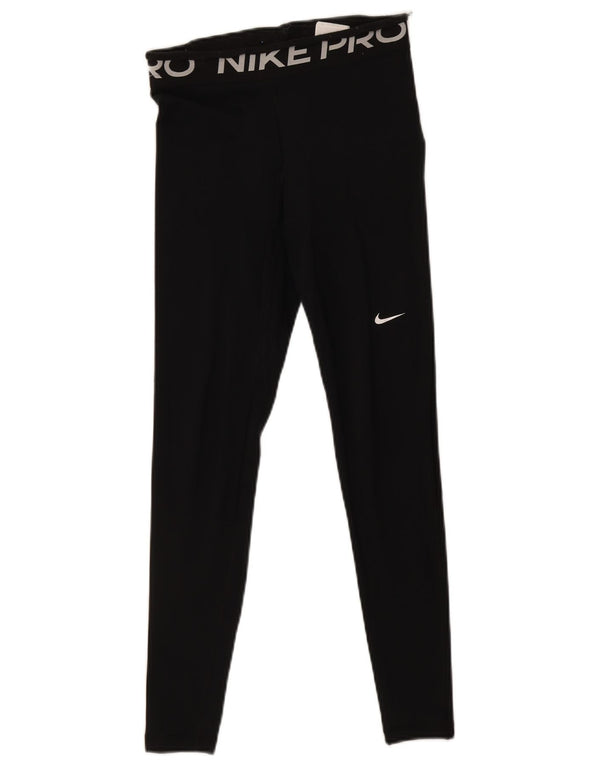 Nike Dame Dri Fit Grafiske Leggings UK 10 Small Black Polyester