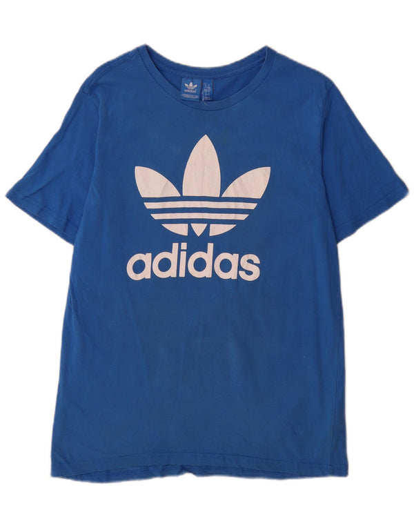 Adidas Herre Grafisk T-Shirt Top Stor Blå Bomuld