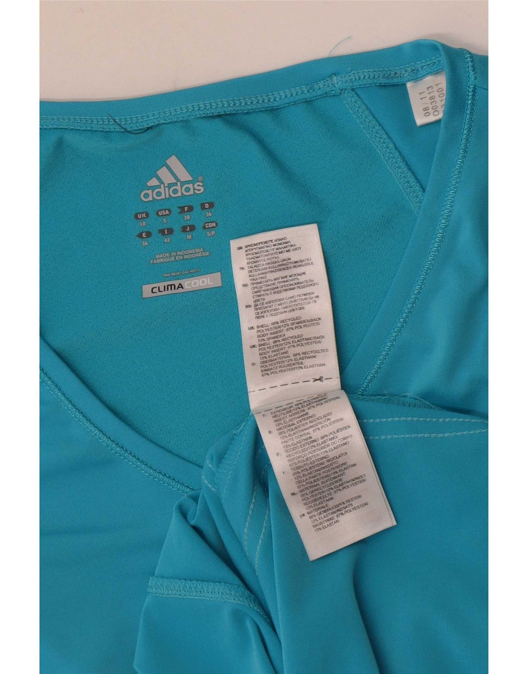 Adidas Dame Climacool T-Shirt Top UK 10 Small Blue Polyester
